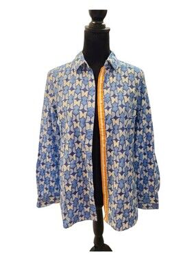 NWT J. McLaughlin Lois Blouse, Dark Blue/Blue/White Pop Tulip Stripe Blouse